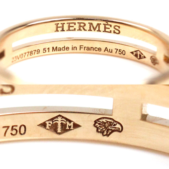 HERMES エルメス K18PG ピンクゴールド アリアンヌ リング・指輪 H119836B 00051 11号 2.7g レディース【中古】【美品】