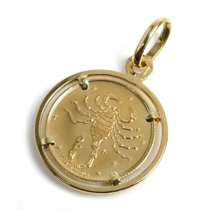 UNOAERRE ウノアエレ K18YG イエローゴールド さそり ペンダントトップ 3.8g 星座コイン ユニセックス【中古】【美品】
