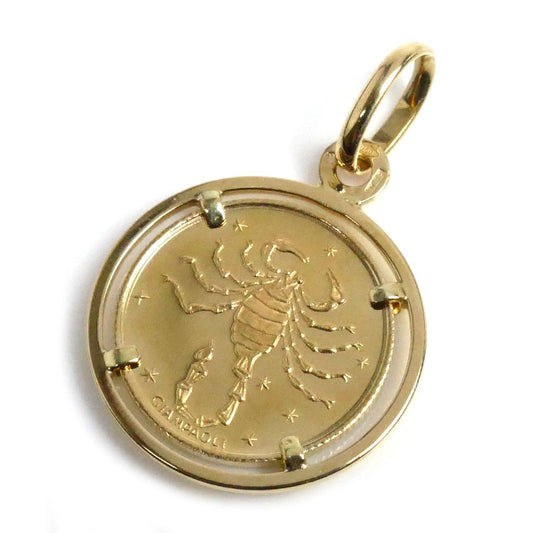 UNOAERRE ウノアエレ K18YG イエローゴールド さそり ペンダントトップ 3.8g 星座コイン ユニセックス【中古】【美品】