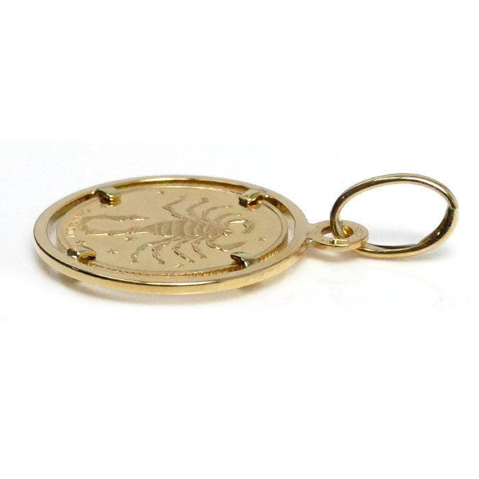 UNOAERRE ウノアエレ K18YG イエローゴールド さそり ペンダントトップ 3.8g 星座コイン ユニセックス【中古】【美品】