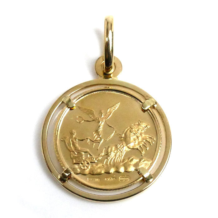 UNOAERRE ウノアエレ K18YG イエローゴールド さそり ペンダントトップ 3.8g 星座コイン ユニセックス【中古】【美品】
