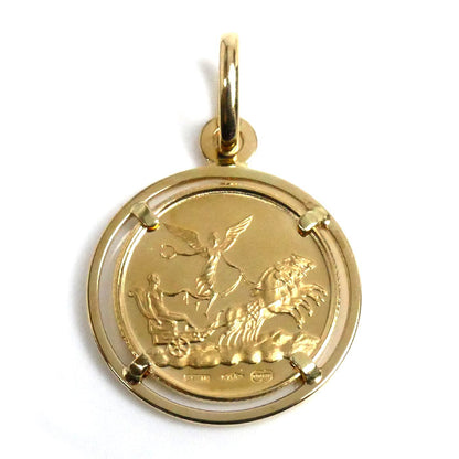 UNOAERRE ウノアエレ K18YG イエローゴールド さそり ペンダントトップ 3.8g 星座コイン ユニセックス【中古】【美品】