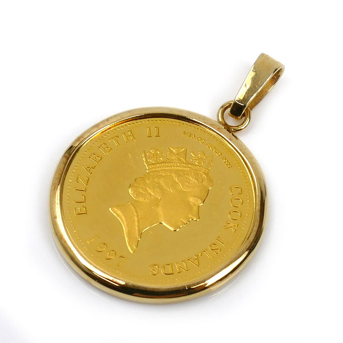 999.9/K18(枠) ダイアナ妃コイン 1/10OZ ペンダントトップ 3.6g 1997 ユニセックス【中古】
