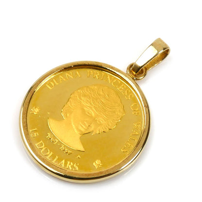 999.9/K18(枠) ダイアナ妃コイン 1/10OZ ペンダントトップ 3.6g 1997 ユニセックス【中古】