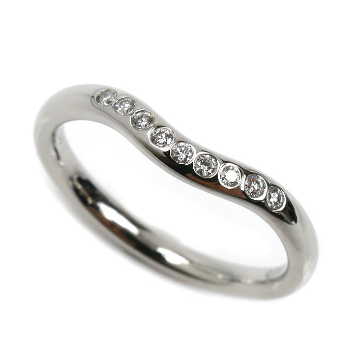 TIFFANY&Co. ティファニー Pt950プラチナ カーブド ダイヤ リング・指輪 60016939 ダイヤモンド 9号 3.4g レディース【中古】【美品】