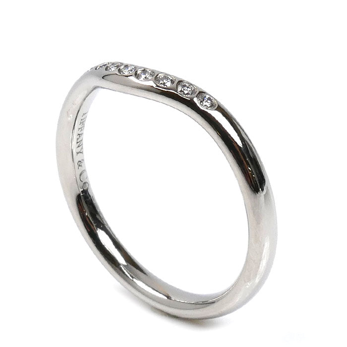 TIFFANY&Co. ティファニー Pt950プラチナ カーブド ダイヤ リング・指輪 60016939 ダイヤモンド 9号 3.4g レディース【中古】【美品】