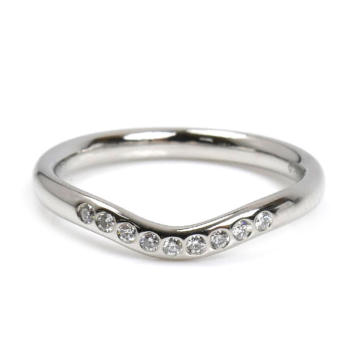 TIFFANY&Co. ティファニー Pt950プラチナ カーブド ダイヤ リング・指輪 60016939 ダイヤモンド 9号 3.4g レディース【中古】【美品】