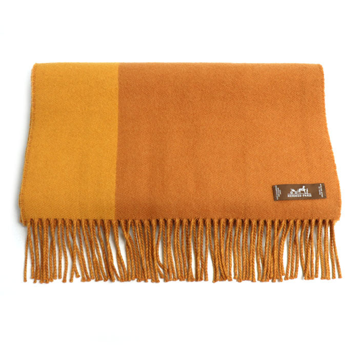 HERMES エルメス マフラー オレンジ イエロー ユニセックス【中古】