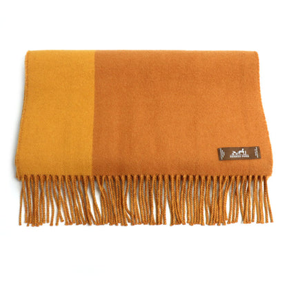 HERMES エルメス マフラー オレンジ イエロー ユニセックス【中古】