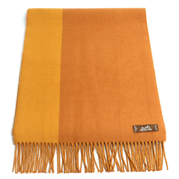 HERMES エルメス マフラー オレンジ イエロー ユニセックス【中古】