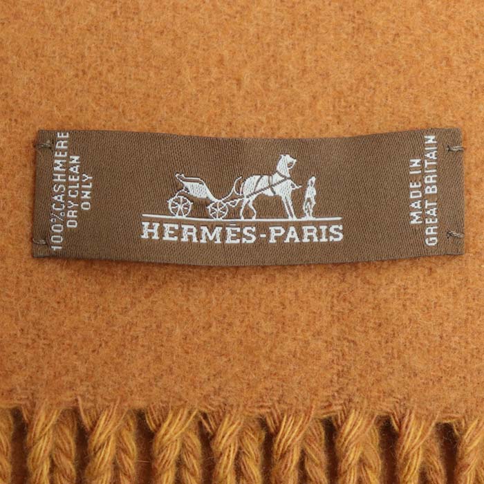 HERMES エルメス マフラー オレンジ イエロー ユニセックス【中古】
