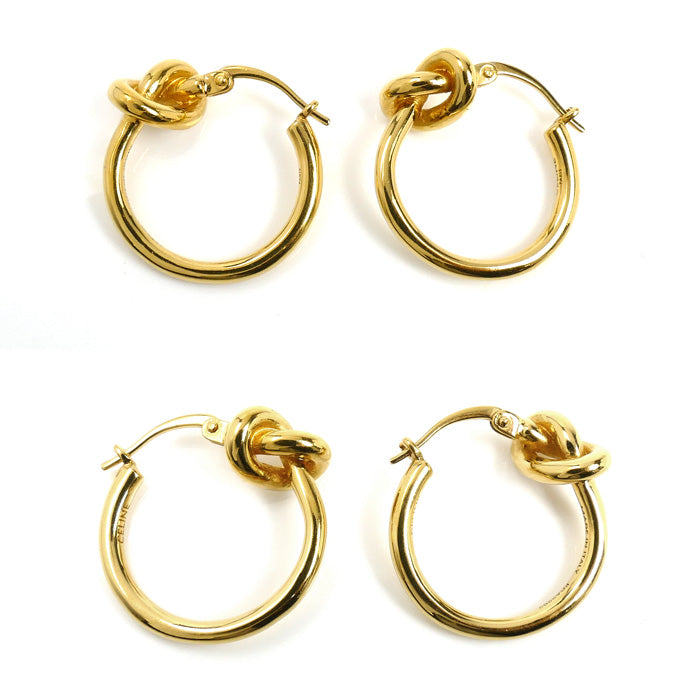 CELINE セリーヌ ノットスモール フープ ピアス 46N556BRA.35OR レディース【中古】