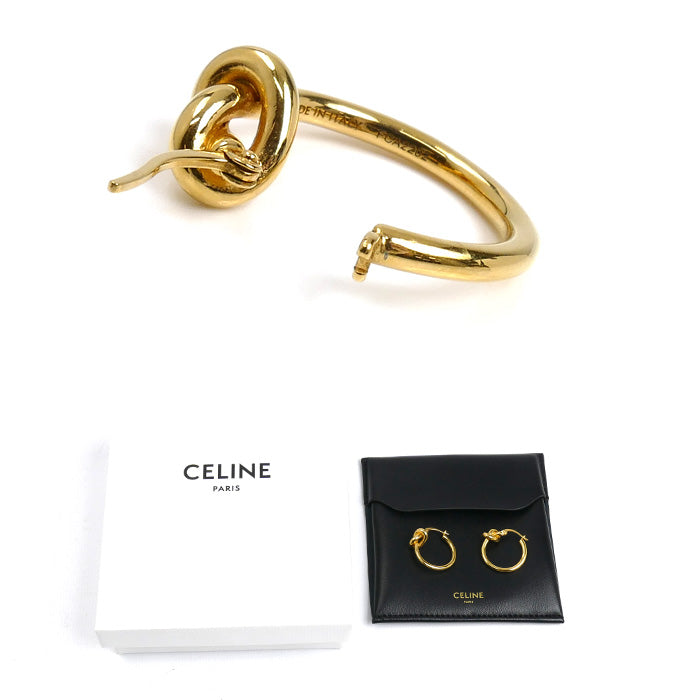 CELINE セリーヌ ノットスモール フープ ピアス 46N556BRA.35OR レディース【中古】