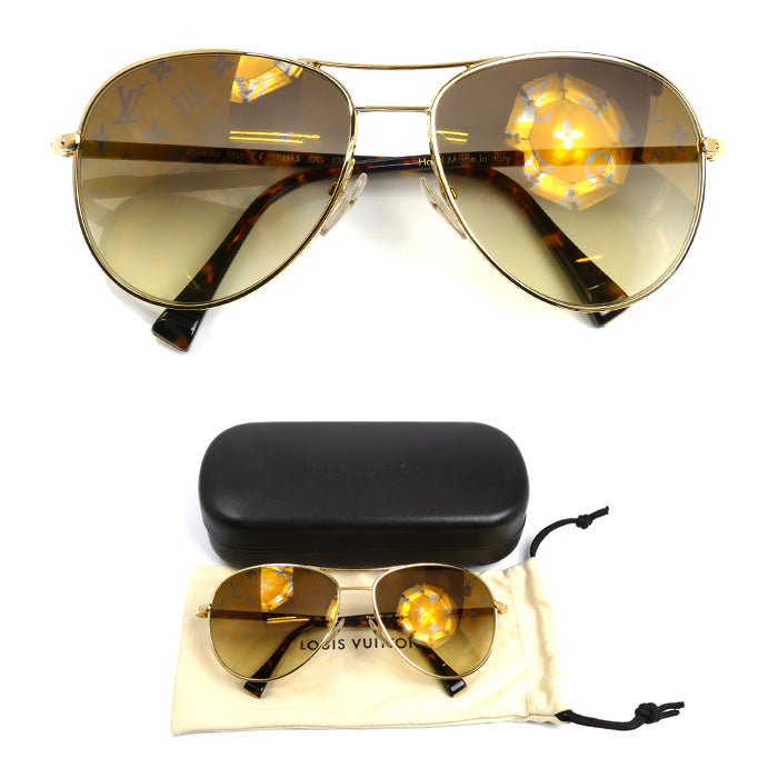 LOUIS VUITTON ルイ・ヴィトン コンスピラシオン パイロット サングラス ゴールド Z0164U S0164 ユニセックス 58□15 135【中古】