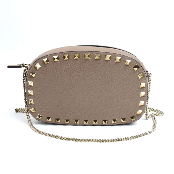 Valentino Garavani ヴァレンティノ・ガラヴァーニ ロックスタッズ ミニ クロスボディバッグ ショルダーバッグ ピンクベージュ 7W2P0AR4VSH レディース【中古】【美品】