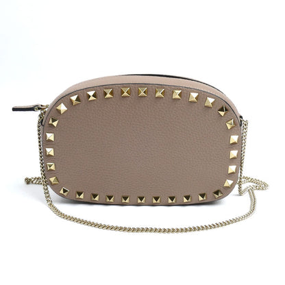 Valentino Garavani ヴァレンティノ・ガラヴァーニ ロックスタッズ ミニ クロスボディバッグ ショルダーバッグ ピンクベージュ 7W2P0AR4VSH レディース【中古】【美品】