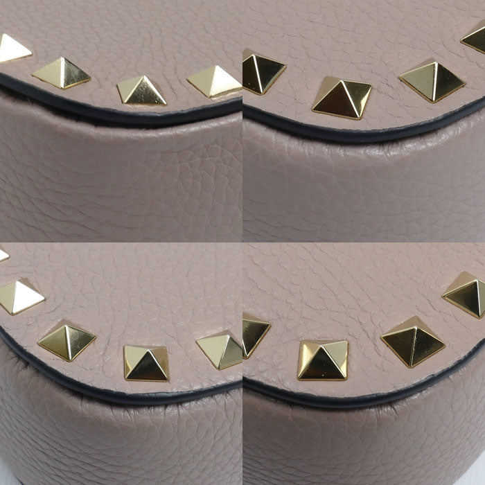 Valentino Garavani ヴァレンティノ・ガラヴァーニ ロックスタッズ ミニ クロスボディバッグ ショルダーバッグ ピンクベージュ 7W2P0AR4VSH レディース【中古】【美品】