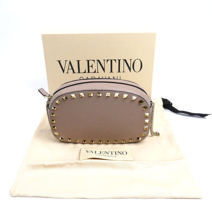 Valentino Garavani ヴァレンティノ・ガラヴァーニ ロックスタッズ ミニ クロスボディバッグ ショルダーバッグ ピンクベージュ 7W2P0AR4VSH レディース【中古】【美品】