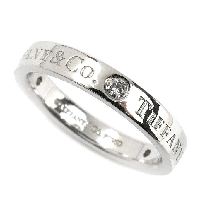 TIFFANY&Co. ティファニー Pt950プラチナ フラットバンド 3Pダイヤ リング・指輪 ダイヤモンド 7.5号 5.0g レディース【中古】【美品】