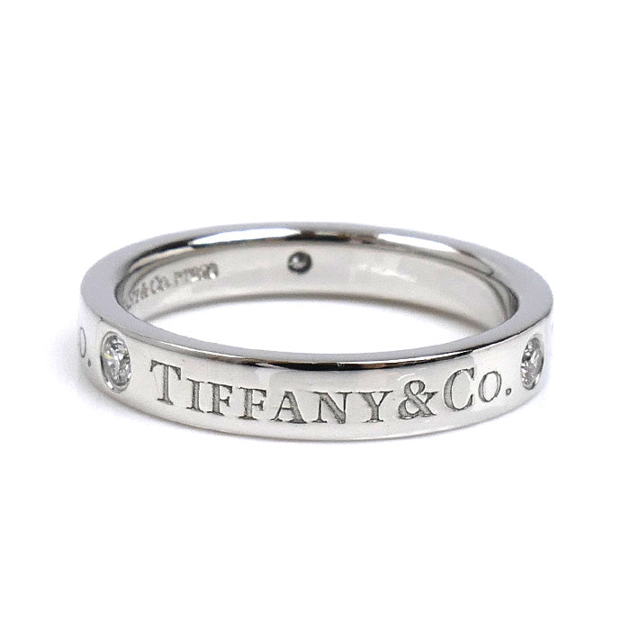 TIFFANY&Co. ティファニー Pt950プラチナ フラットバンド 3Pダイヤ リング・指輪 ダイヤモンド 7.5号 5.0g レディース【中古】【美品】