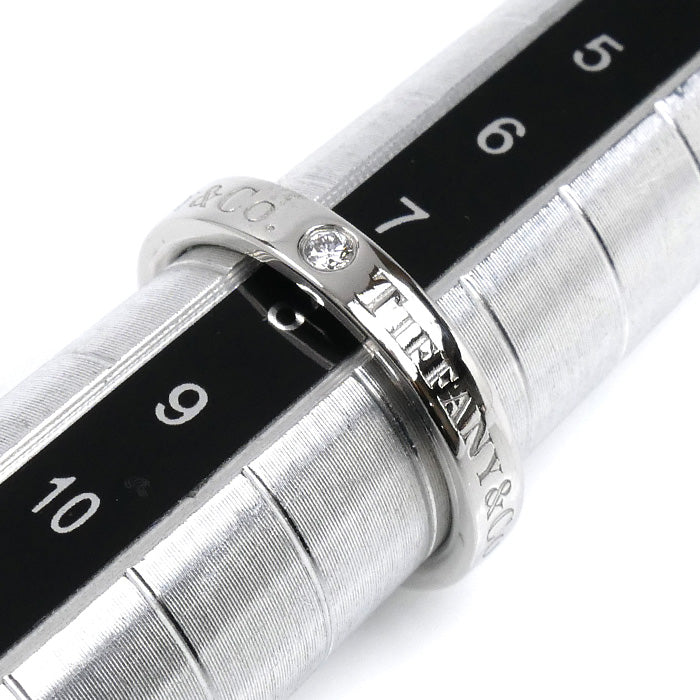 TIFFANY&Co. ティファニー Pt950プラチナ フラットバンド 3Pダイヤ リング・指輪 ダイヤモンド 7.5号 5.0g レディース【中古】【美品】