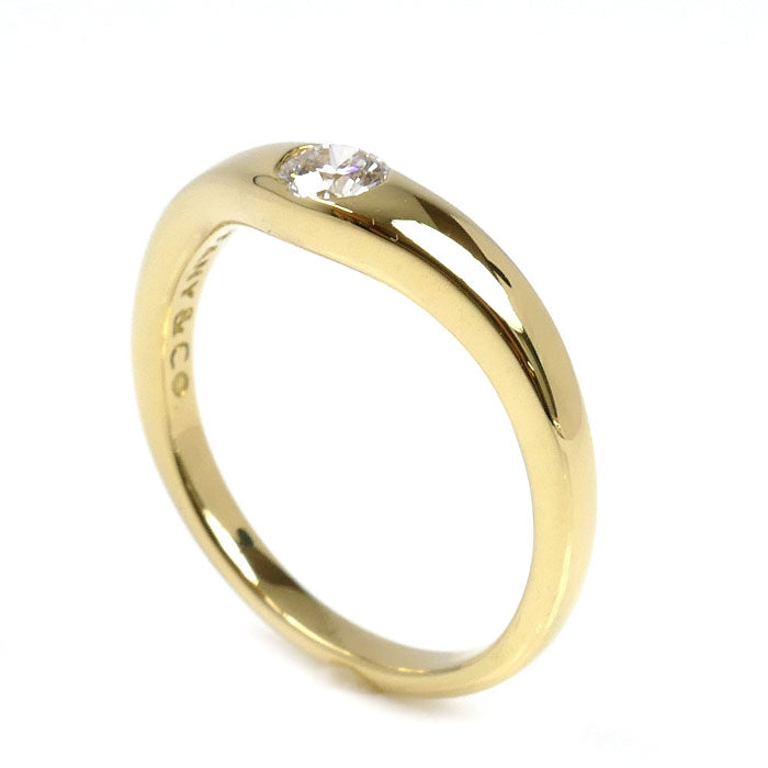 TIFFANY&Co. ティファニー K18YG イエローゴールド カーブドバンド 1Pダイヤ リング・指輪 ダイヤモンド 12.5号 3.8g レディース【中古】