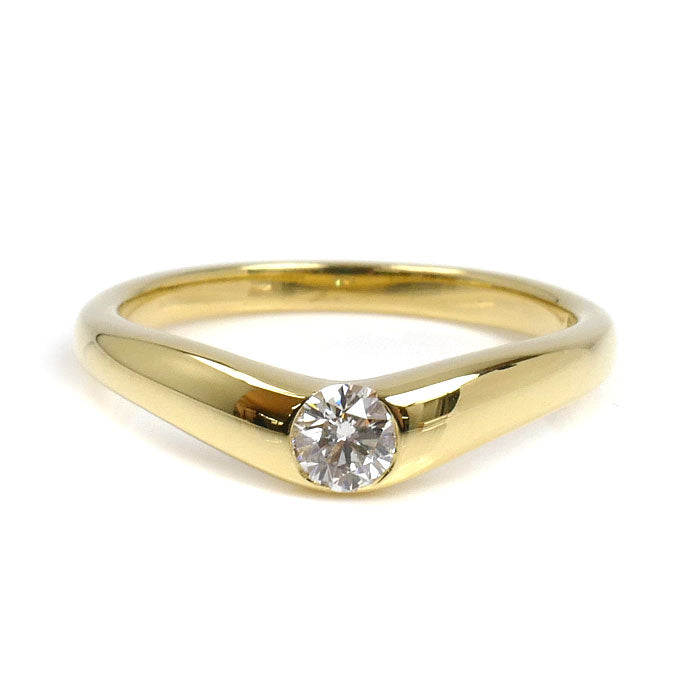 TIFFANY&Co. ティファニー K18YG イエローゴールド カーブドバンド 1Pダイヤ リング・指輪 ダイヤモンド 12.5号 3.8g レディース【中古】