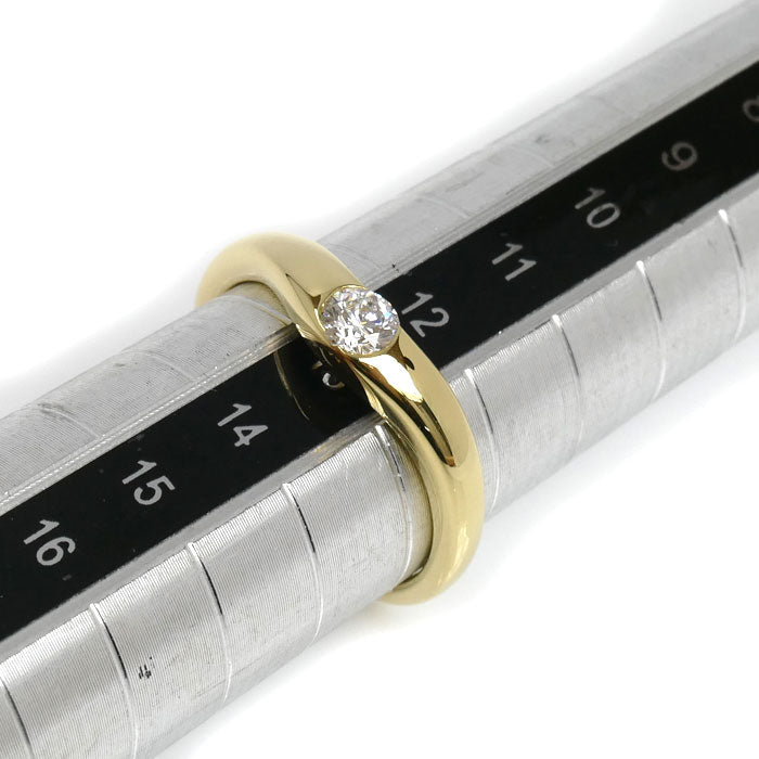 TIFFANY&Co. ティファニー K18YG イエローゴールド カーブドバンド 1Pダイヤ リング・指輪 ダイヤモンド 12.5号 3.8g レディース【中古】