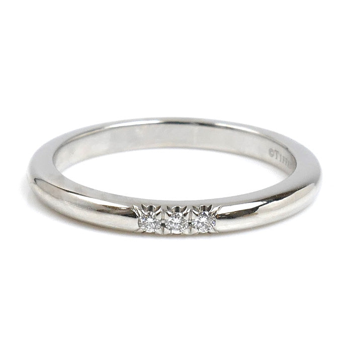 TIFFANY&Co. ティファニー Pt950プラチナ ウェディングバンド 3Pダイヤ リング・指輪 ダイヤモンド 7.5号 3.2g レディース【中古】【美品】