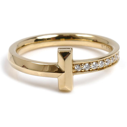 TIFFANY&Co. ティファニー K18YG イエローゴールド Tワン ナロー ダイヤ リング・指輪 ダイヤモンド0.08ct 15号 4.5g レディース【中古】【美品】