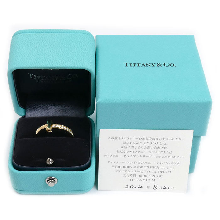 TIFFANY&Co. ティファニー K18YG イエローゴールド Tワン ナロー ダイヤ リング・指輪 ダイヤモンド0.08ct 15号 4.5g レディース【中古】【美品】