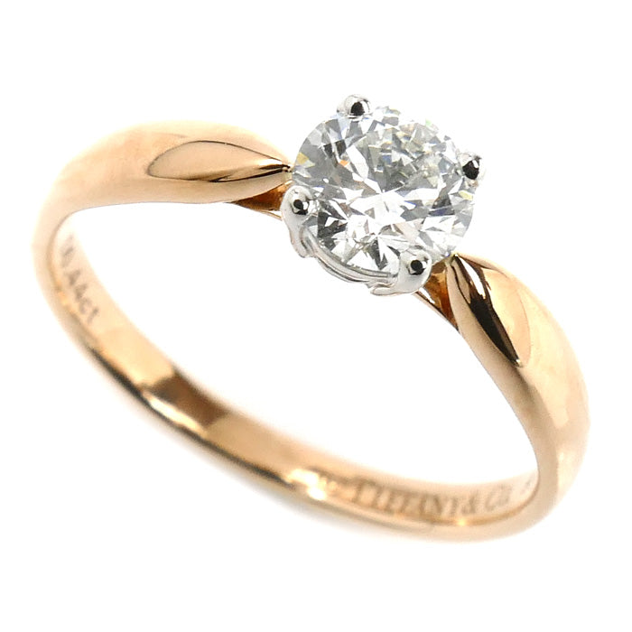 TIFFANY&Co. ティファニー K18PG ピンクゴールド Pt950プラチナ ソリティア ダイヤ ハーモニー リング・指輪 70624 ダイヤモンド0.44ct 8号 2.2g レディース【中古】【美品】