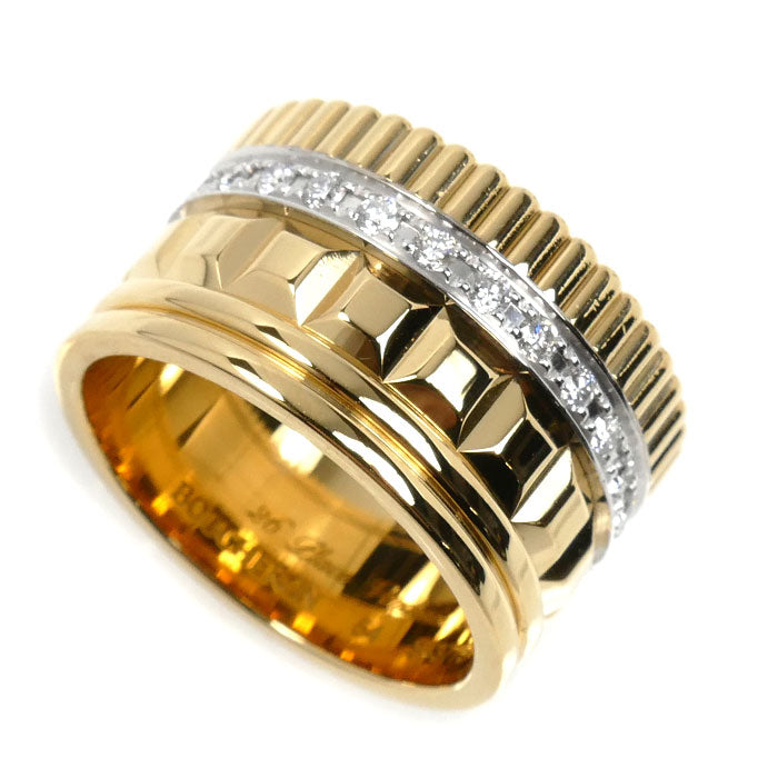 Boucheron ブシュロン K18YG イエローゴールド K18WG ホワイトゴールド キャトル ラディアント フルパヴェ リング・指輪 JRG01987 ダイヤモンド 14号 54 14.9g レディース【中古】【美品】