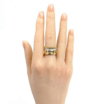 Boucheron ブシュロン K18YG イエローゴールド K18WG ホワイトゴールド キャトル ラディアント フルパヴェ リング・指輪 JRG01987 ダイヤモンド 14号 54 14.9g レディース【中古】【美品】