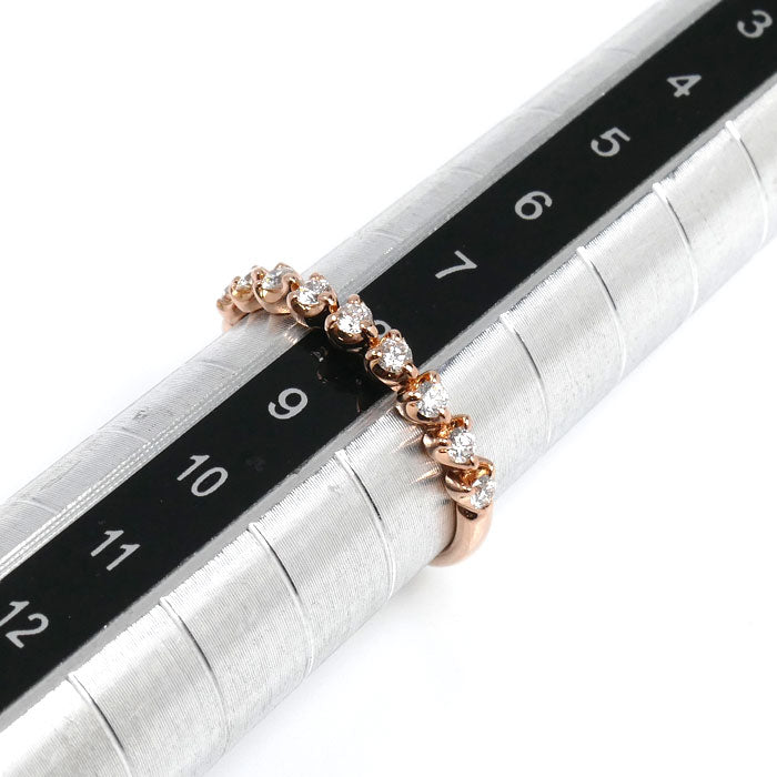 4℃ ヨンドシー K18PG ピンクゴールド 9Pダイヤ リング・指輪 ダイヤモンド 8号 1.5g レディース【中古】
