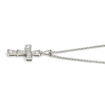 BVLGARI ブルガリ K18WG ホワイトゴールド セルペンティ クロス スモール ネックレス ダイヤモンド 6.6g 41/44.5/49cm レディース【中古】