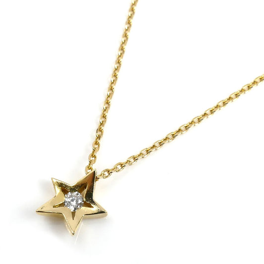 STAR JEWELRY スタージュエリー K18YG イエローゴールド 星 スター ダイヤ ネックレス ダイヤモンド0.05ct 2g 40cm レディース【中古】