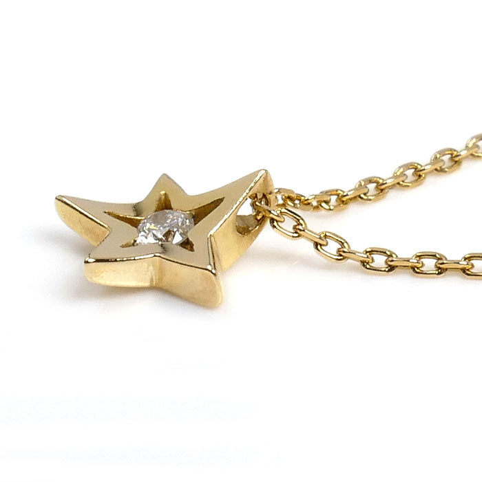 STAR JEWELRY スタージュエリー K18YG イエローゴールド 星 スター ダイヤ ネックレス ダイヤモンド0.05ct 2g 40cm レディース【中古】