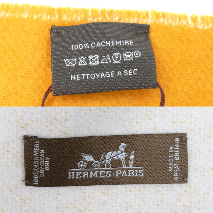 HERMES エルメス アントルラック・エケストル マフラー アイボリー/ ジョーヌ・オクレ H253955S 03 レディース【中古】【美品】