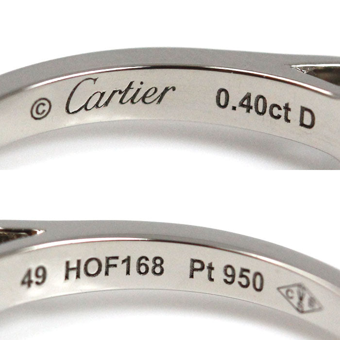 CARTIER カルティエ Pt950プラチナ ソリテール ダイヤ リング・指輪 ダイヤモンド0.40ct 8.5号 49 3.5g レディース【中古】【美品】