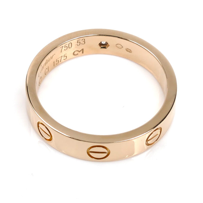 CARTIER カルティエ K18PG ピンクゴールド ミニラブ 1Pダイヤ リング・指輪 ダイヤモンド 13号 53 4.5g レディース【中古】【美品】