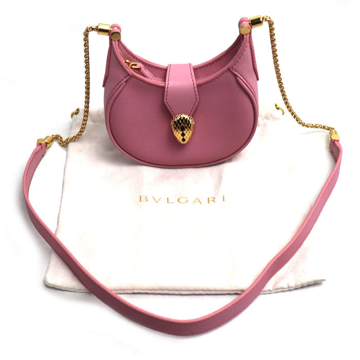 BVLGARI ブルガリ セルペンティ エリプス マイクロ ショルダーバッグ ピンク IC レディース【中古】【美品】