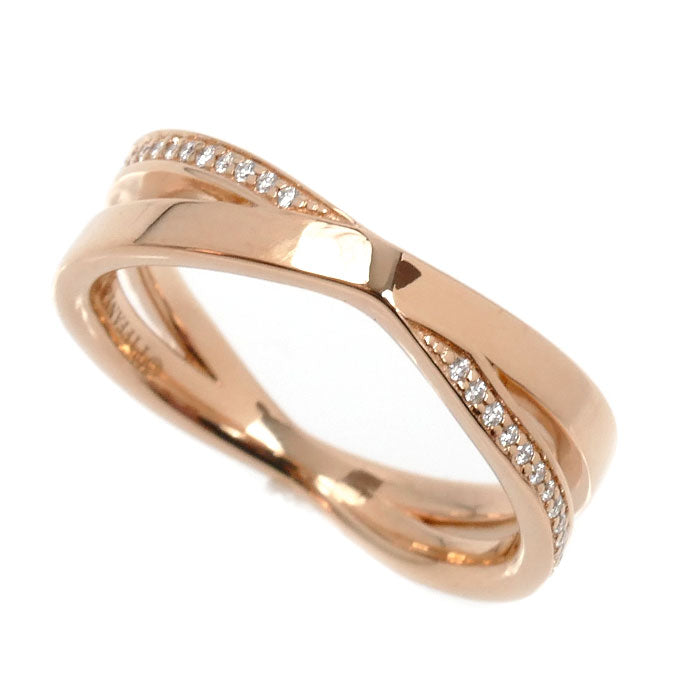TIFFANY&Co. ティファニー K18PG ピンクゴールド アトラス Xナロー リング・指輪 ダイヤモンド0.09ct 13号 5.0g レディース【中古】【美品】