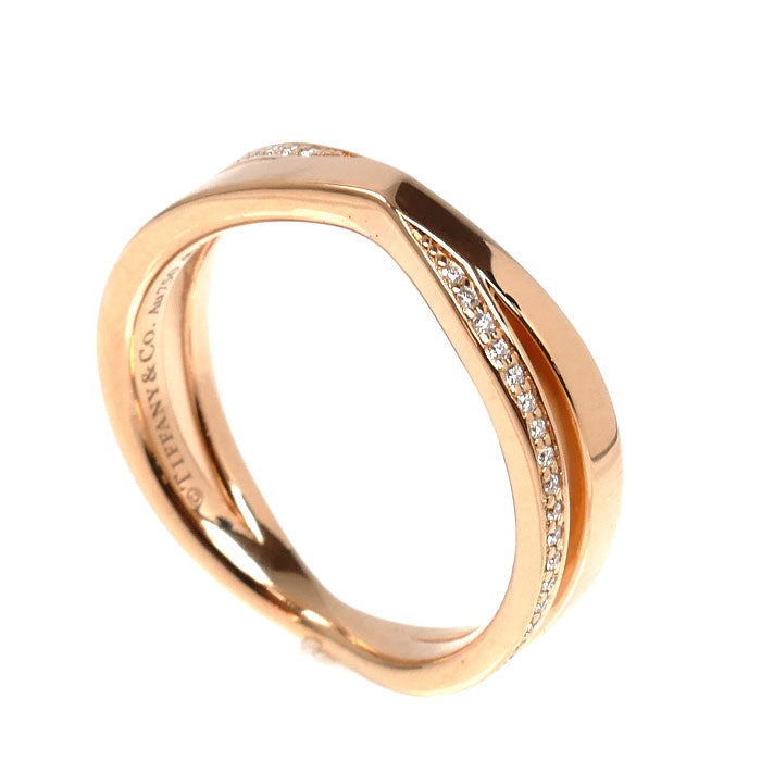 TIFFANY&Co. ティファニー K18PG ピンクゴールド アトラス Xナロー リング・指輪 ダイヤモンド0.09ct 13号 5.0g レディース【中古】【美品】