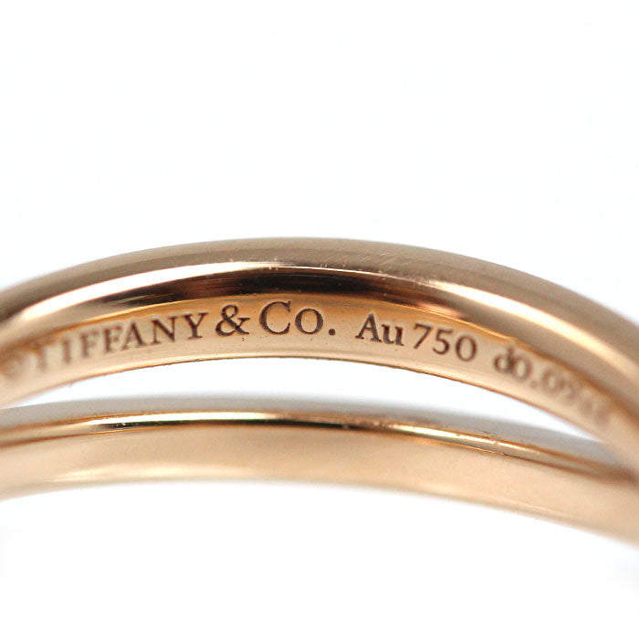 TIFFANY&Co. ティファニー K18PG ピンクゴールド アトラス Xナロー リング・指輪 ダイヤモンド0.09ct 13号 5.0g レディース【中古】【美品】