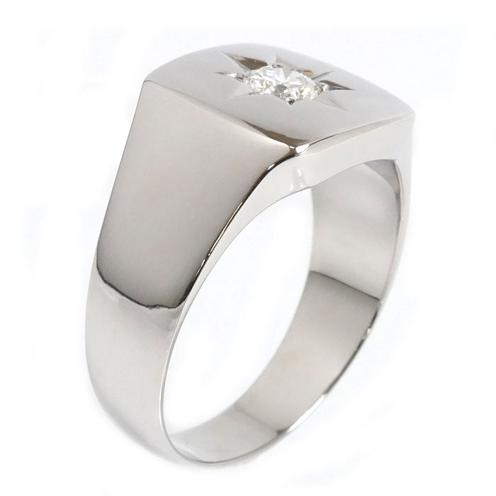 Pt900プラチナ 印台 リング・指輪 ダイヤモンド0.31ct 20号 17.4g メンズ【中古】【美品】