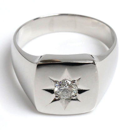 Pt900プラチナ 印台 リング・指輪 ダイヤモンド0.31ct 20号 17.4g メンズ【中古】【美品】