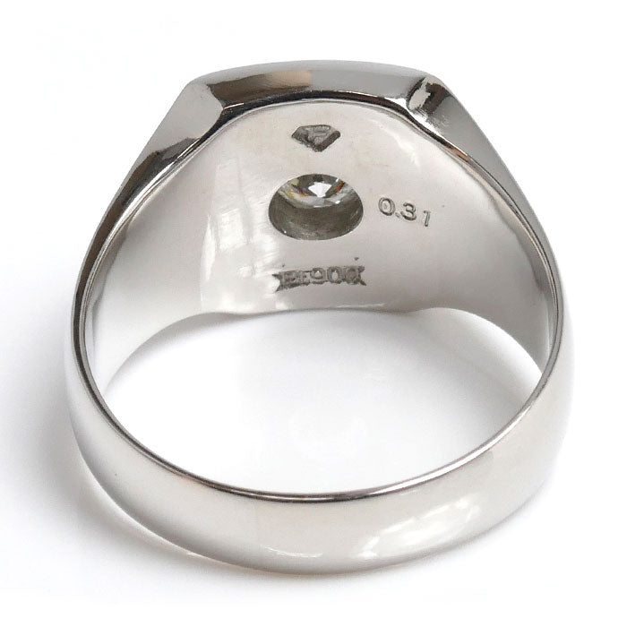 Pt900プラチナ 印台 リング・指輪 ダイヤモンド0.31ct 20号 17.4g メンズ【中古】【美品】