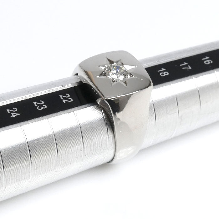 Pt900プラチナ 印台 リング・指輪 ダイヤモンド0.31ct 20号 17.4g メンズ【中古】【美品】