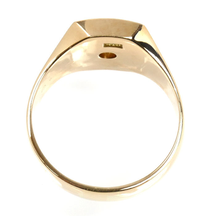 K18YG イエローゴールド 印台 リング・指輪 ダイヤモンド0.20ct 20号 12.1g メンズ【中古】【美品】